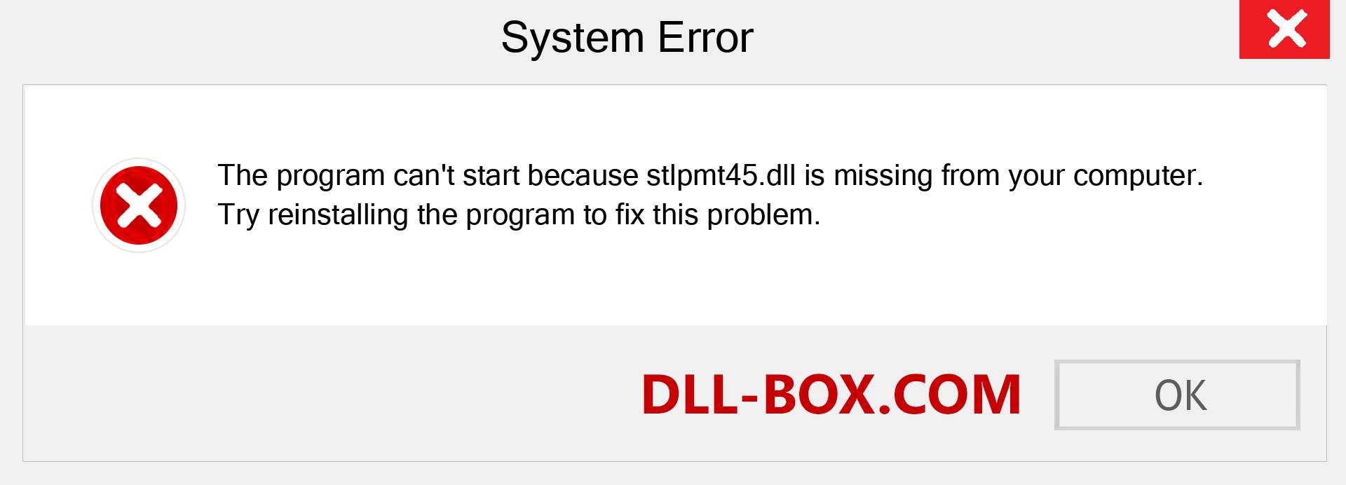  stlpmt45.dll file is missing?. Download for Windows 7, 8, 10 - Fix  stlpmt45 dll Missing Error on Windows, photos, images